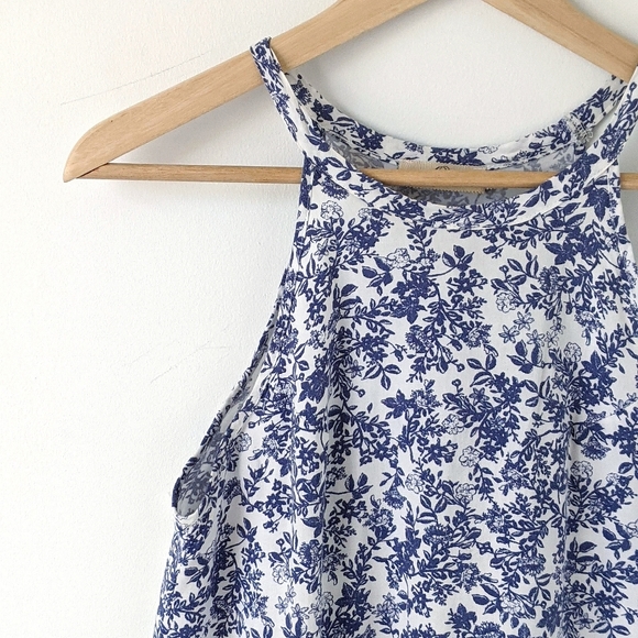 elodie blue & white halter tank top, small - Picture 2 of 6